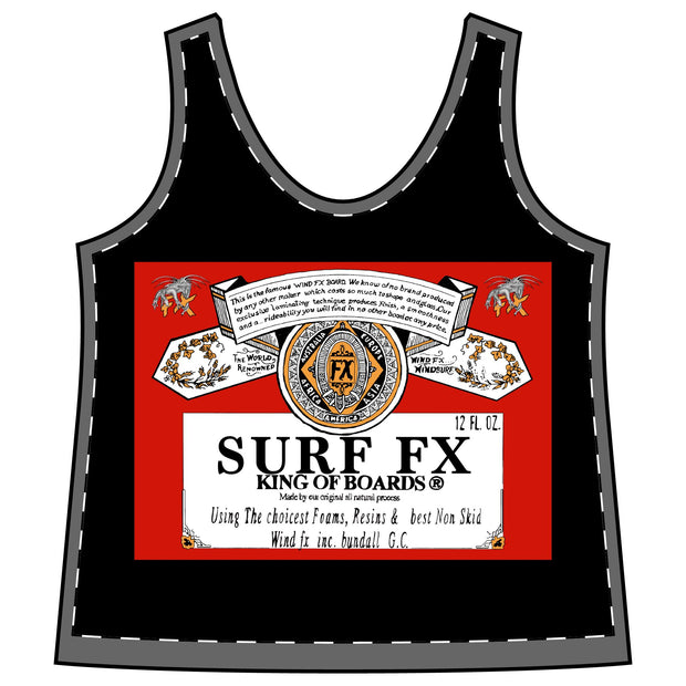 Women's Surf FX King Of Boards Sporty Racerback Tank Black