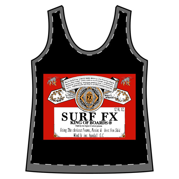 Women's Surf FX King Of Boards Sporty Racerback Tank Black