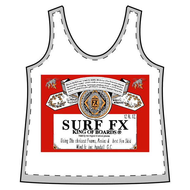 Women's Surf FX King Of Boards Sporty Racerback Tank White