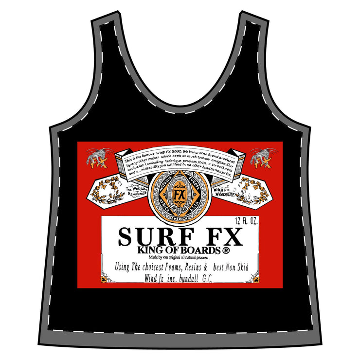 Women's Surf FX King Of Boards Sporty Racerback Tank Black