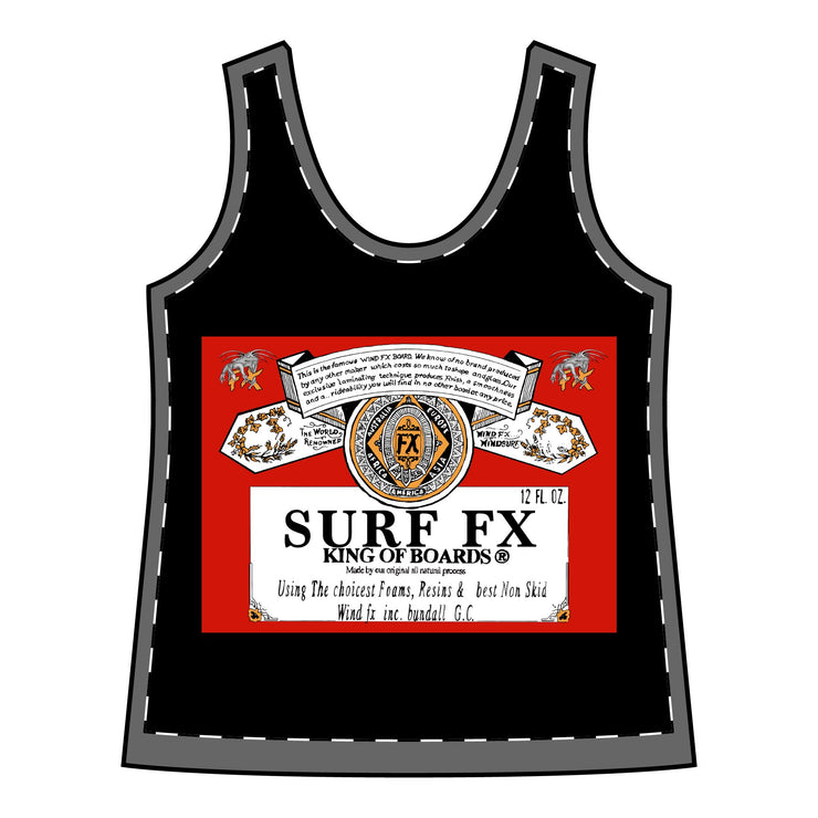 Women's Surf FX King Of Boards Sporty Racerback Tank Black