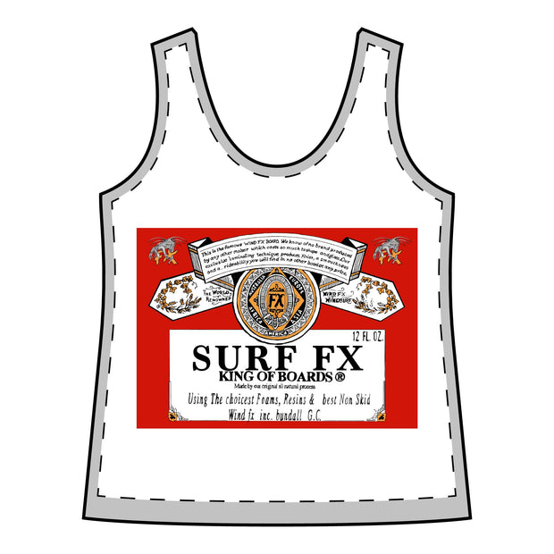 Women's Surf FX King Of Boards Sporty Racerback Tank White