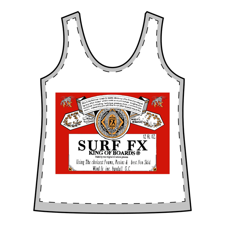 Women's Surf FX King Of Boards Sporty Racerback Tank White